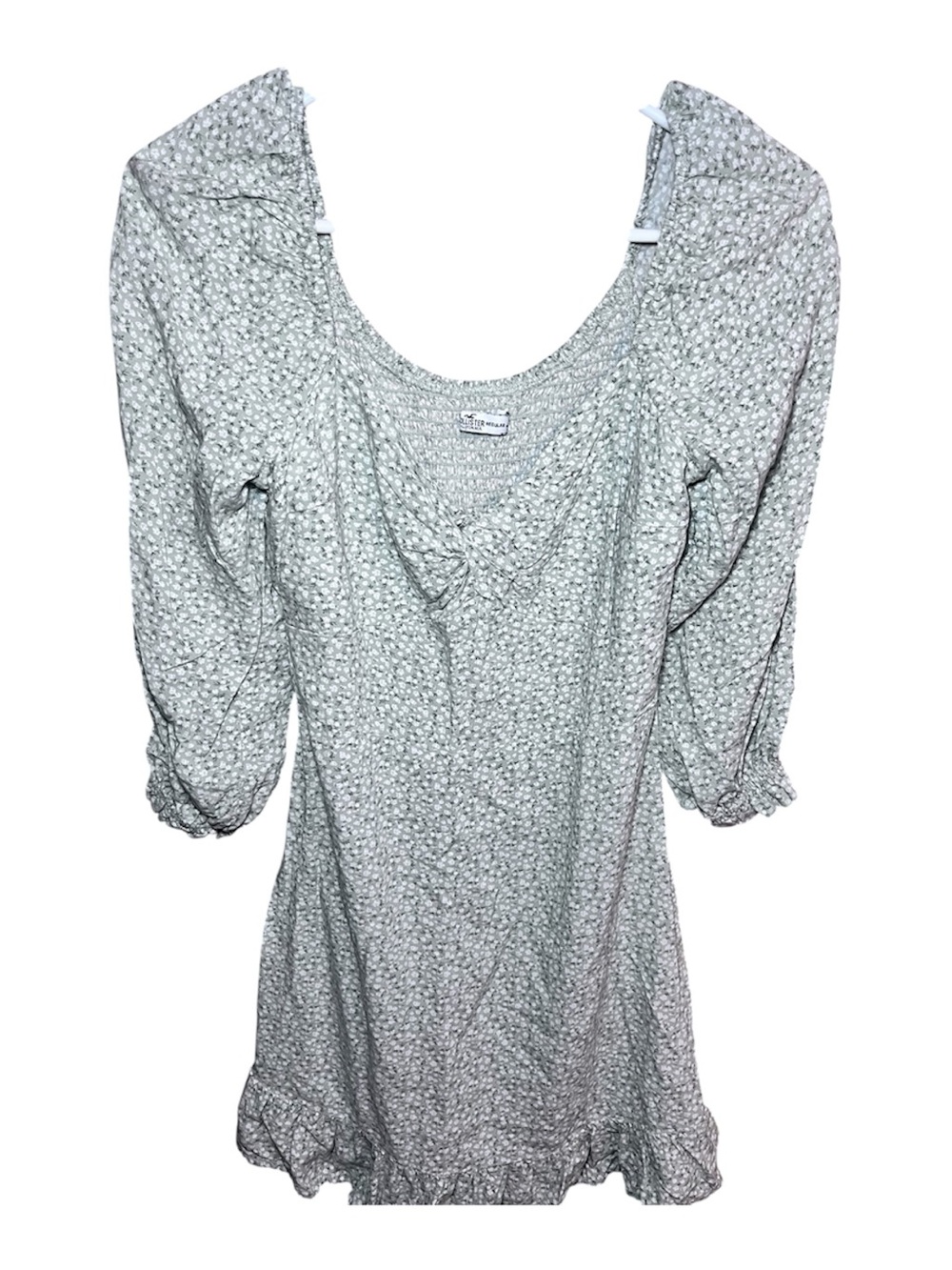 Hollister Light Gray Floral Long Sleeve Mini Dress